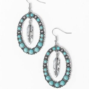Paparazzi Put Up A FLIGHT Silver And Turquoise Earrings